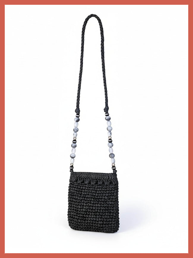 Billie Crochet Phone Bag - Black