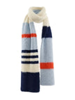 Women's blue striped scarf for versatile winter outfits