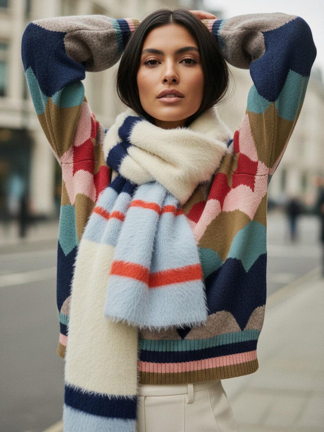 Napoleon Stripe Scarf - Blue Mix