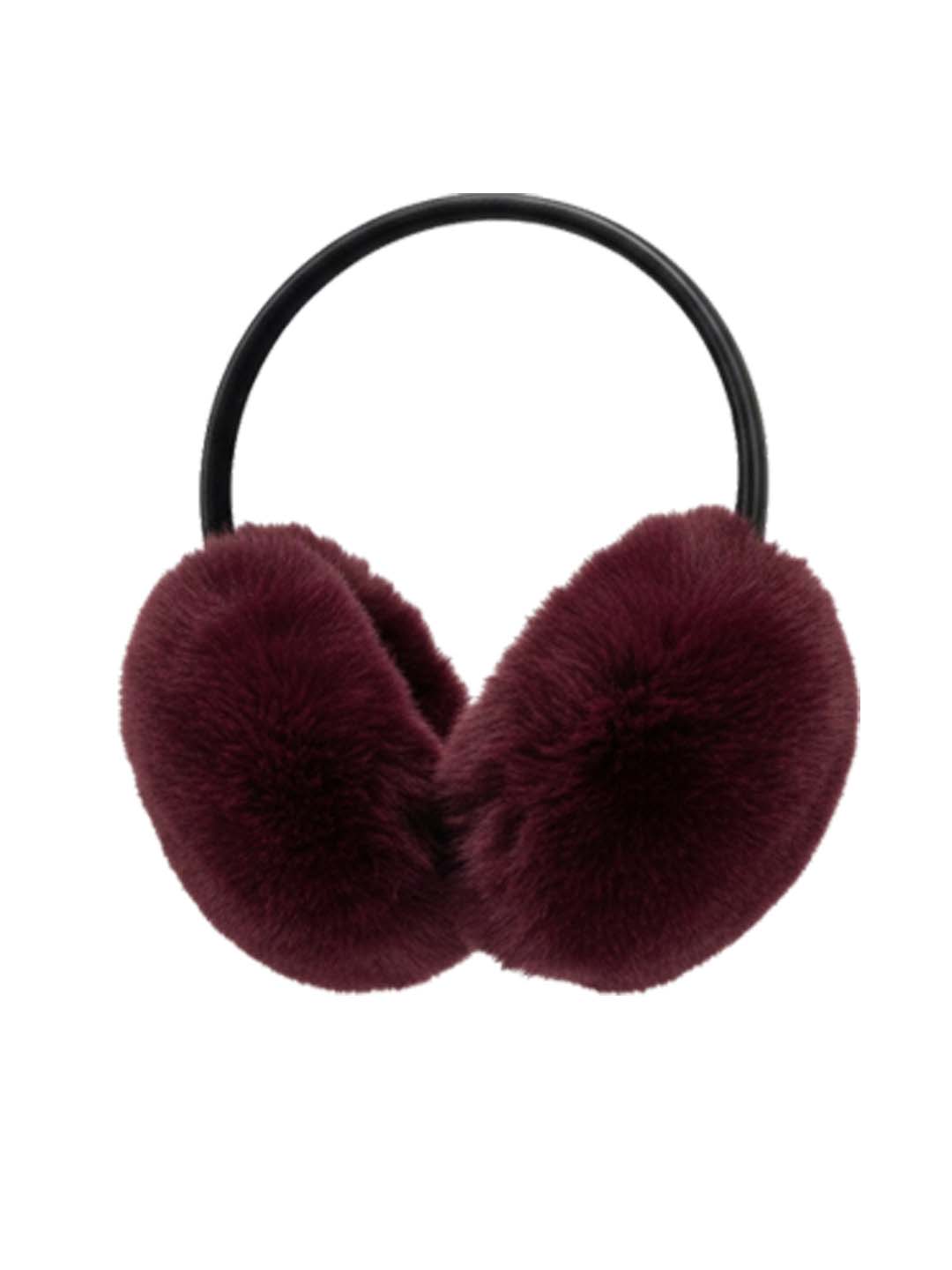 Women's burgundy faux fur earmuffs for cosy winter warmth