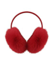Women's red faux fur earmuffs for colourful cold-weather style