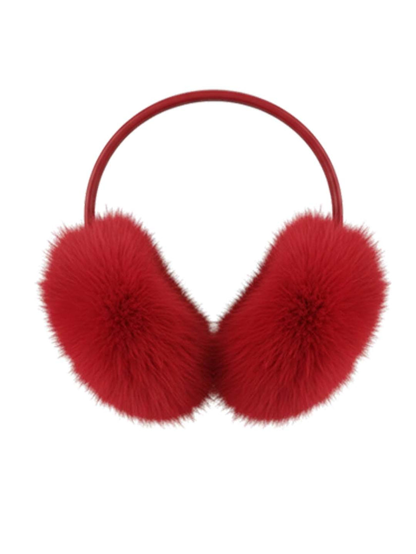 Women's red faux fur earmuffs for colourful cold-weather style