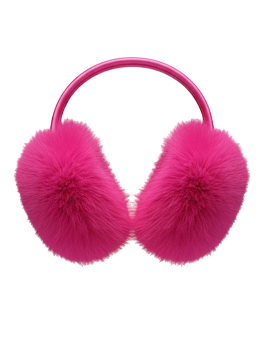 Women's hot pink faux fur earmuffs for statement winter looks