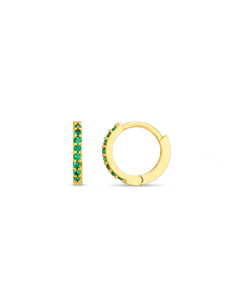 Emerald Mini Micro Pave Hoops