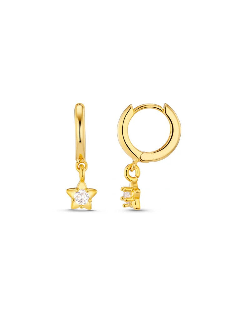 Crystal Star Charm Huggie Hoops