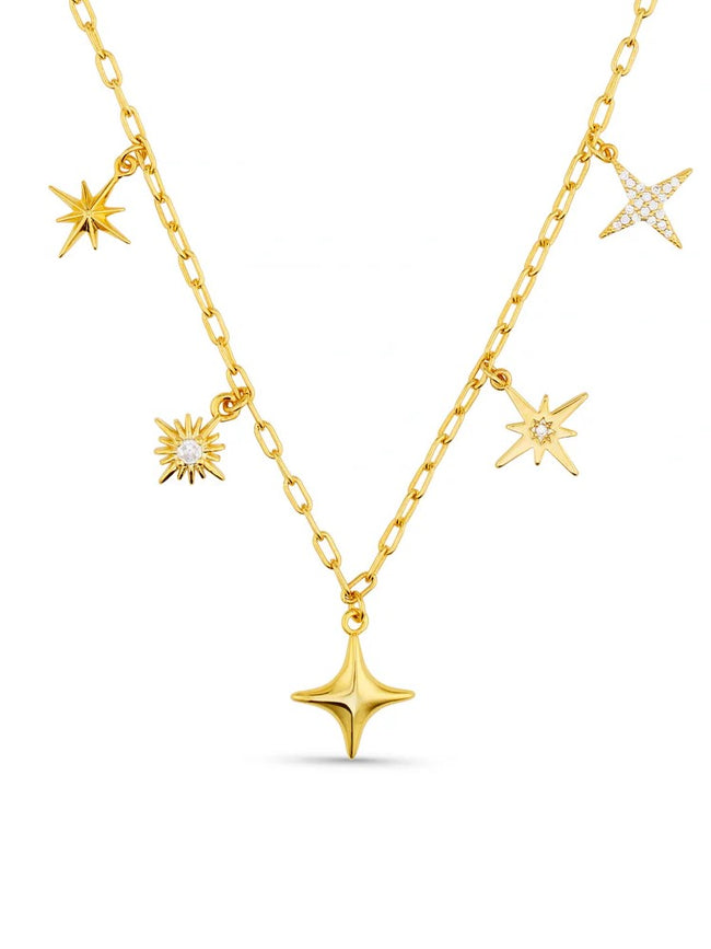 Mixed Starburst Charm Necklace