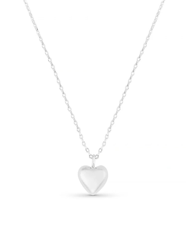 Domed Heart Charm - Silver