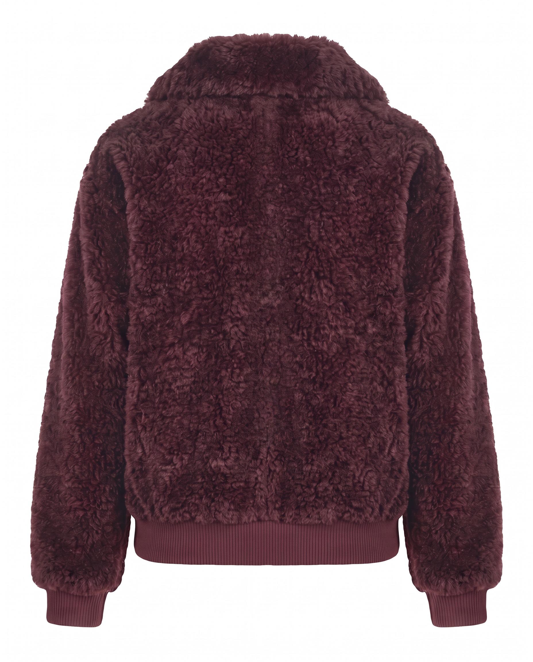 Otis Faux Fur Bomber Jacket - Burgundy