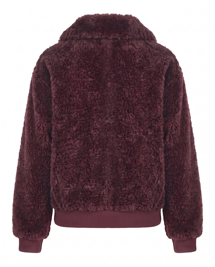 Otis Faux Fur Bomber Jacket - Burgundy