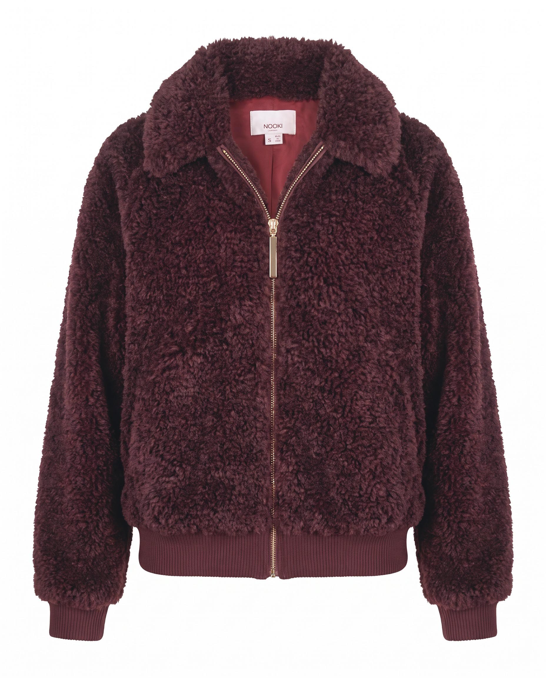 Otis Faux Fur Bomber Jacket - Burgundy