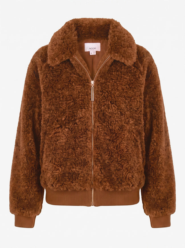 Otis Faux Fur Bomber Jacket - Toffee
