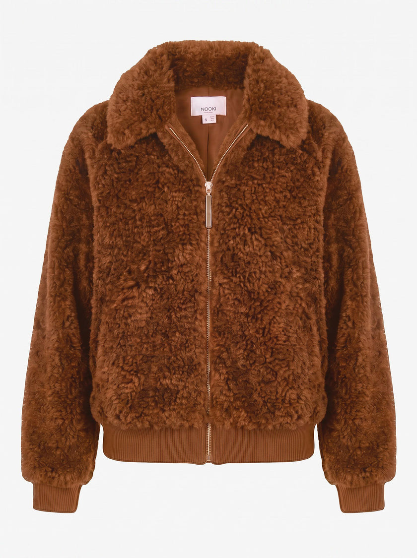 Otis Faux Fur Bomber Jacket - Toffee