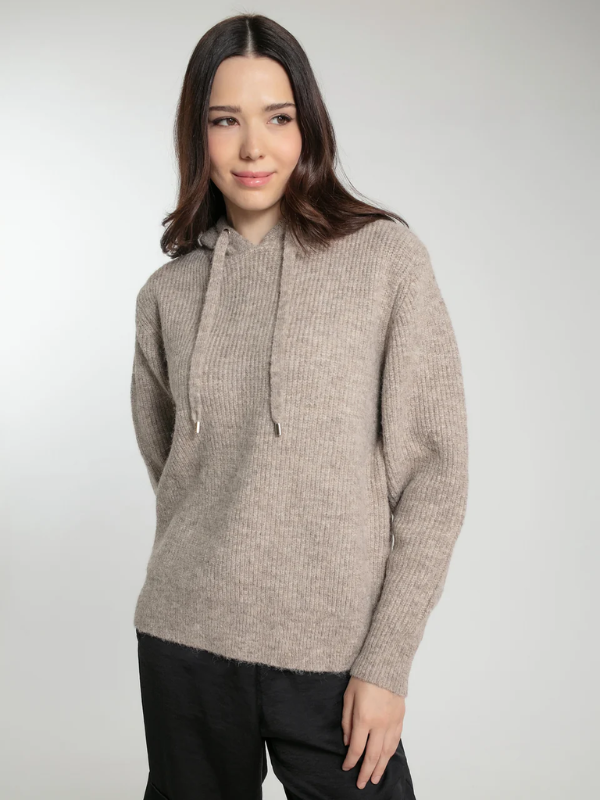 NORWOOD KNITTED HOODIE IN MINK