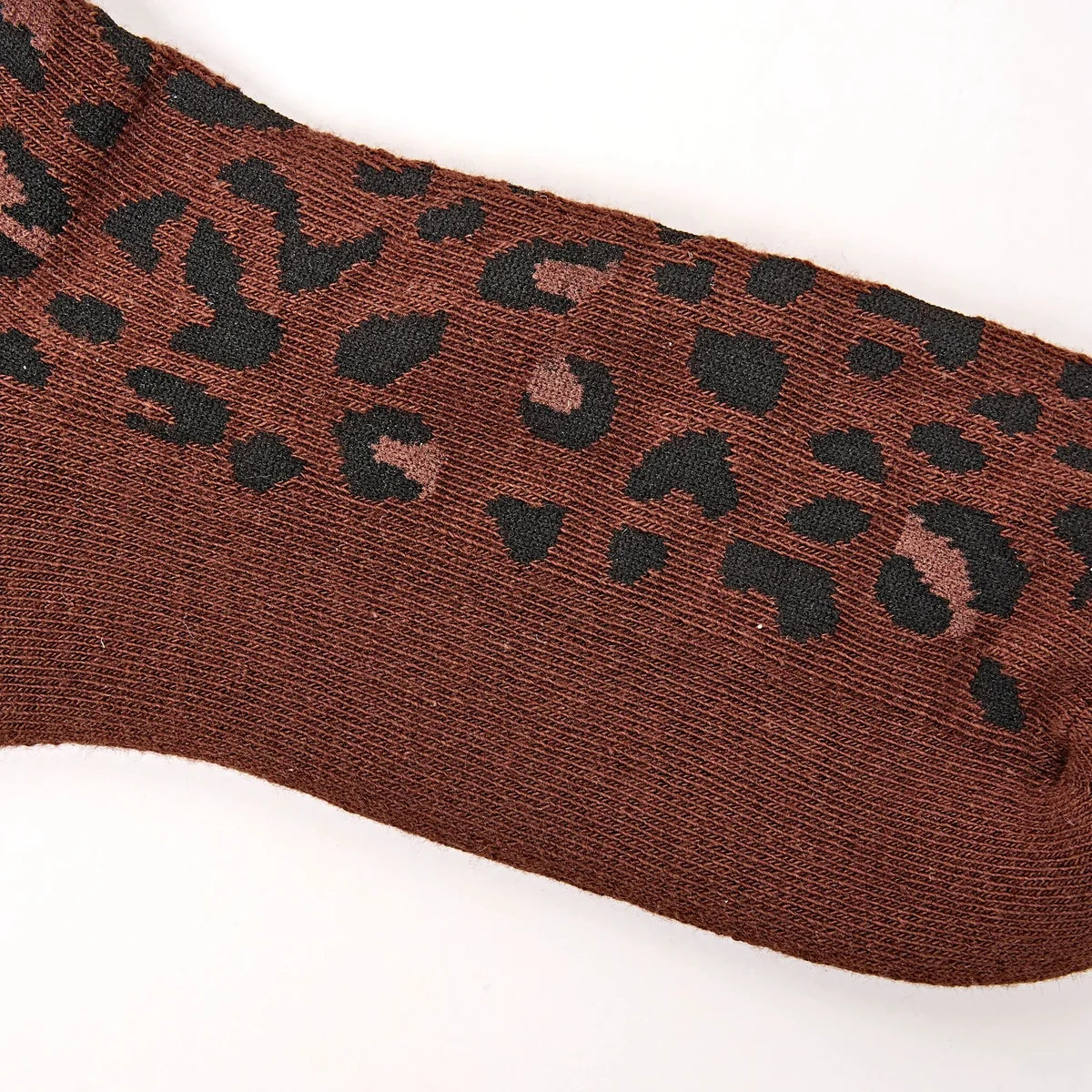 Wimbeldon Crew Socks for Women - Brown Leopard
