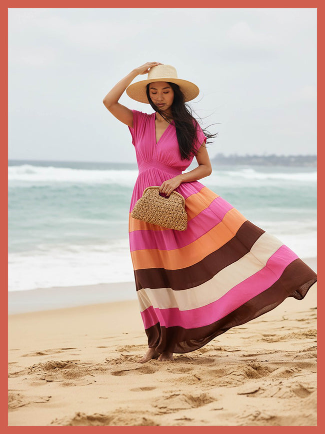 Rosalie Striped Maxi Dress - Pink