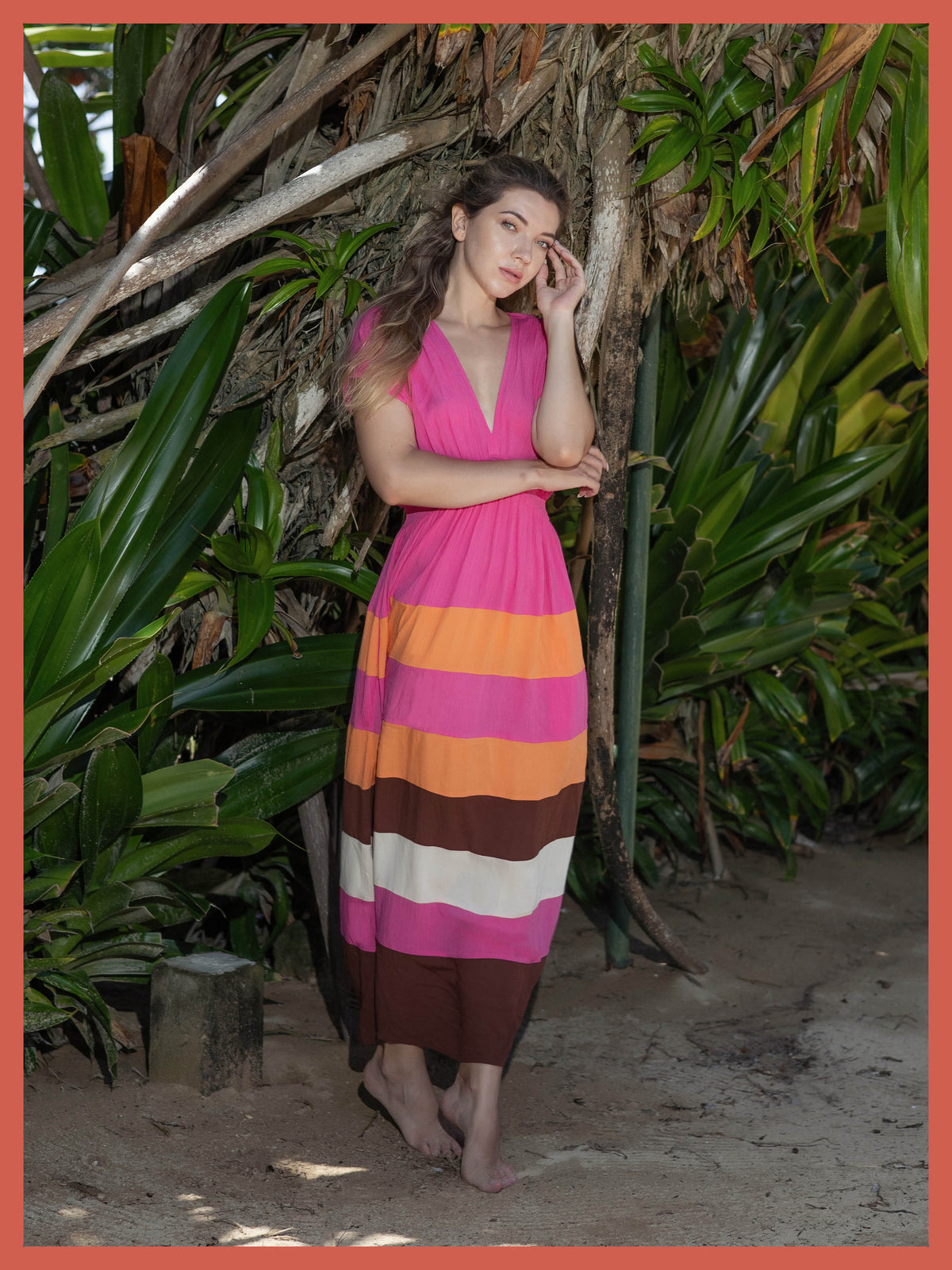 Rosalie Striped Maxi Dress - Pink