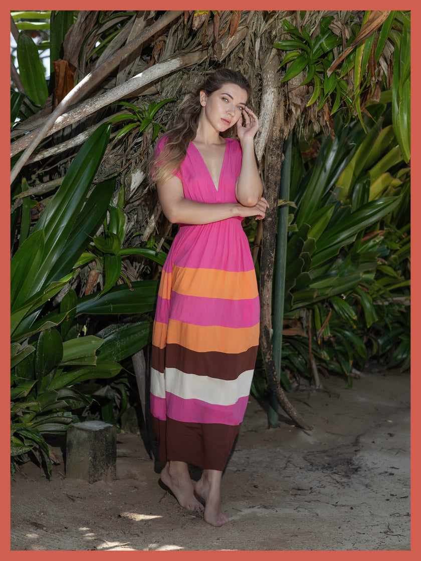 Rosalie Striped Maxi Dress - Pink