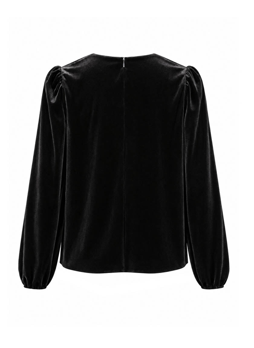 Rosalita Velvet Bow Top-Black
