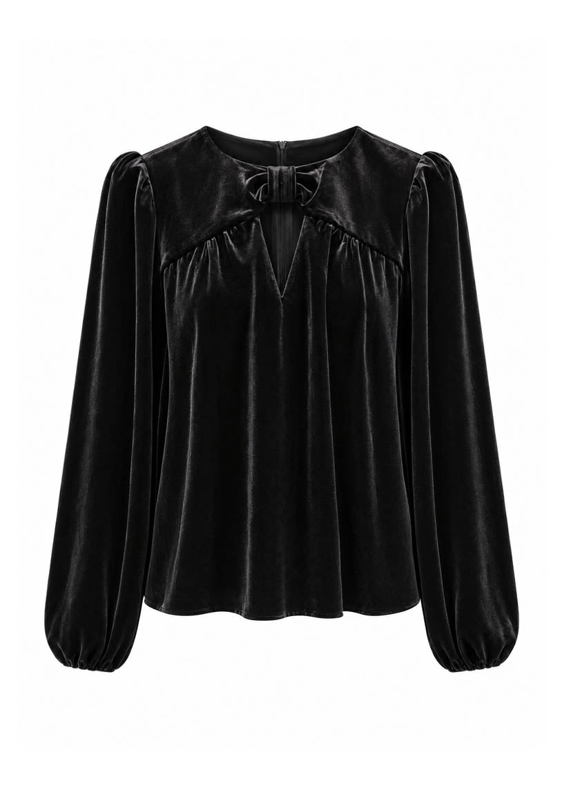 Rosalita Velvet Bow Top-Black