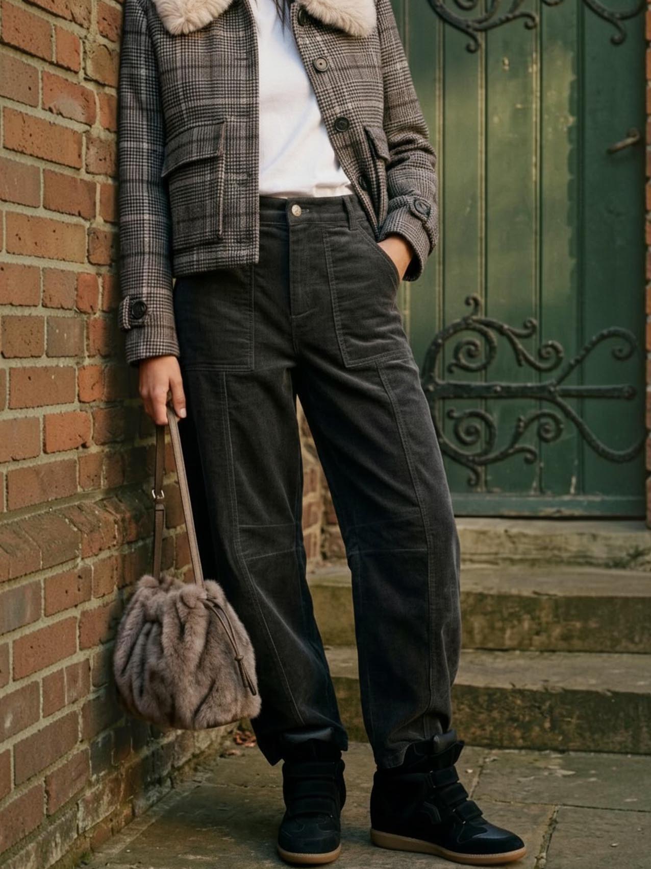 Rosie Corduroy Barrel Jeans - Green