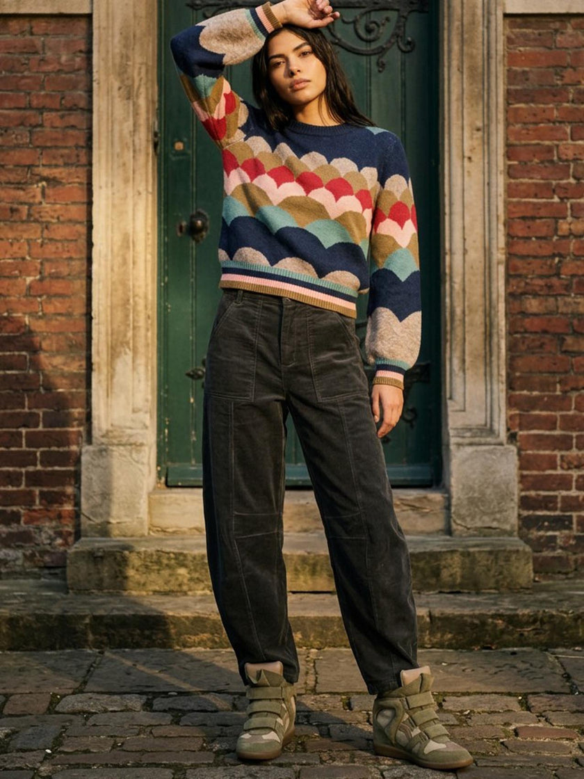 Rosie Corduroy Barrel Jeans - Green