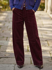 Rosie Cord Barrel Jeans-Burgundy
