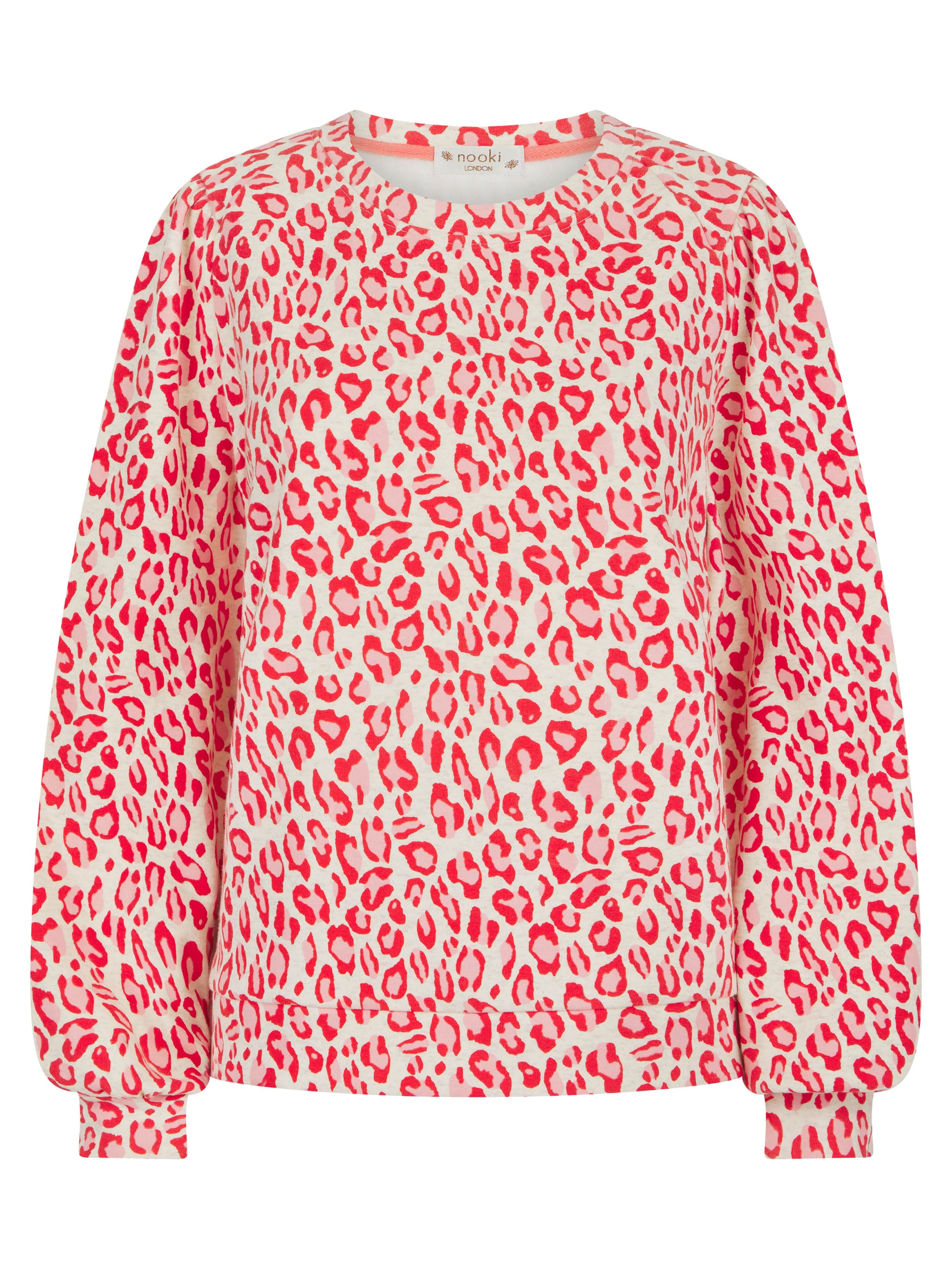 PRINTED LEOPARD PIPER SWEATER-PINK