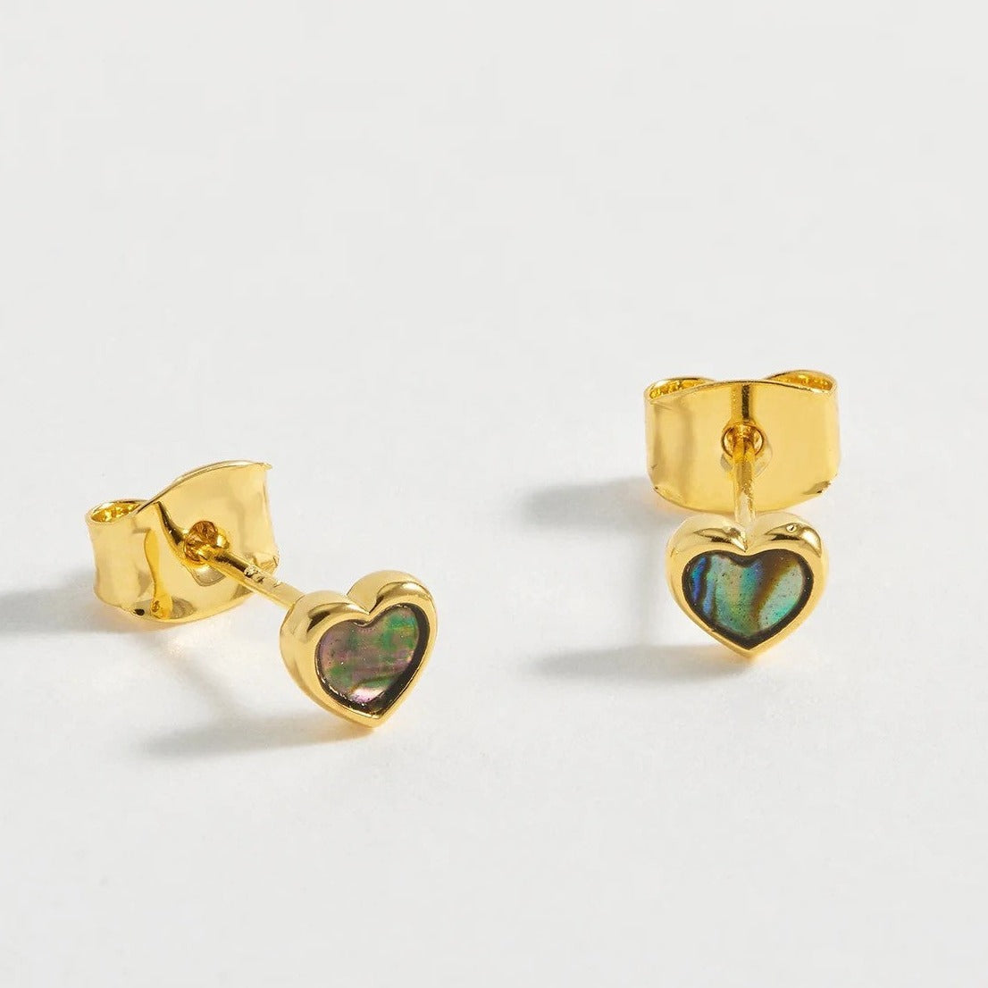 Abalone Heart Studs - Gold Plated