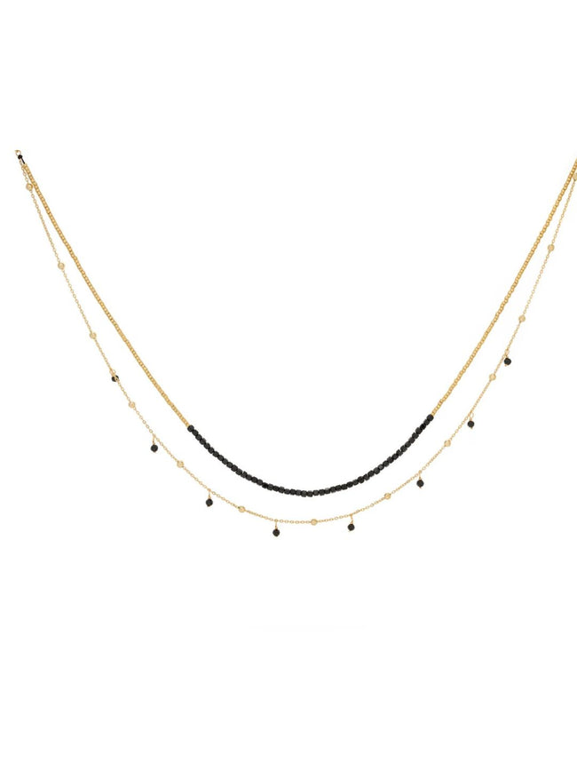 Lily Gold  & Black spinal gemstone Necklace
