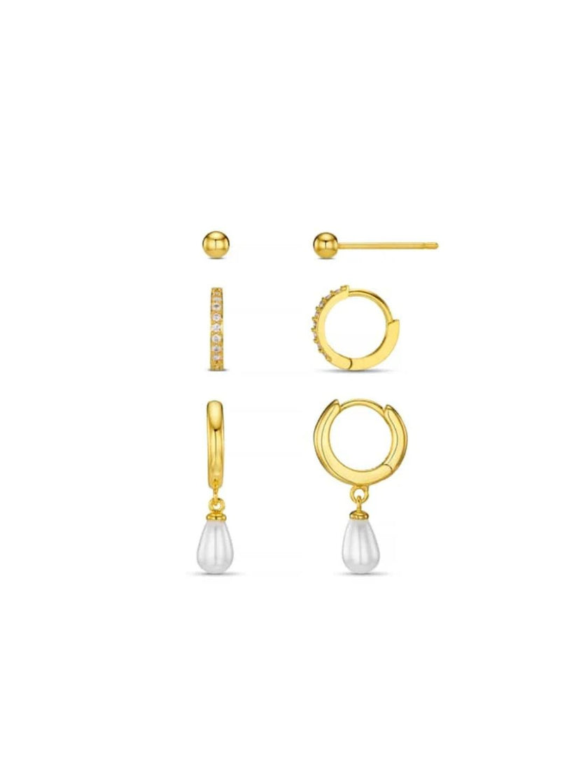Pavé & Pearl Drop Ear Stacking Set
