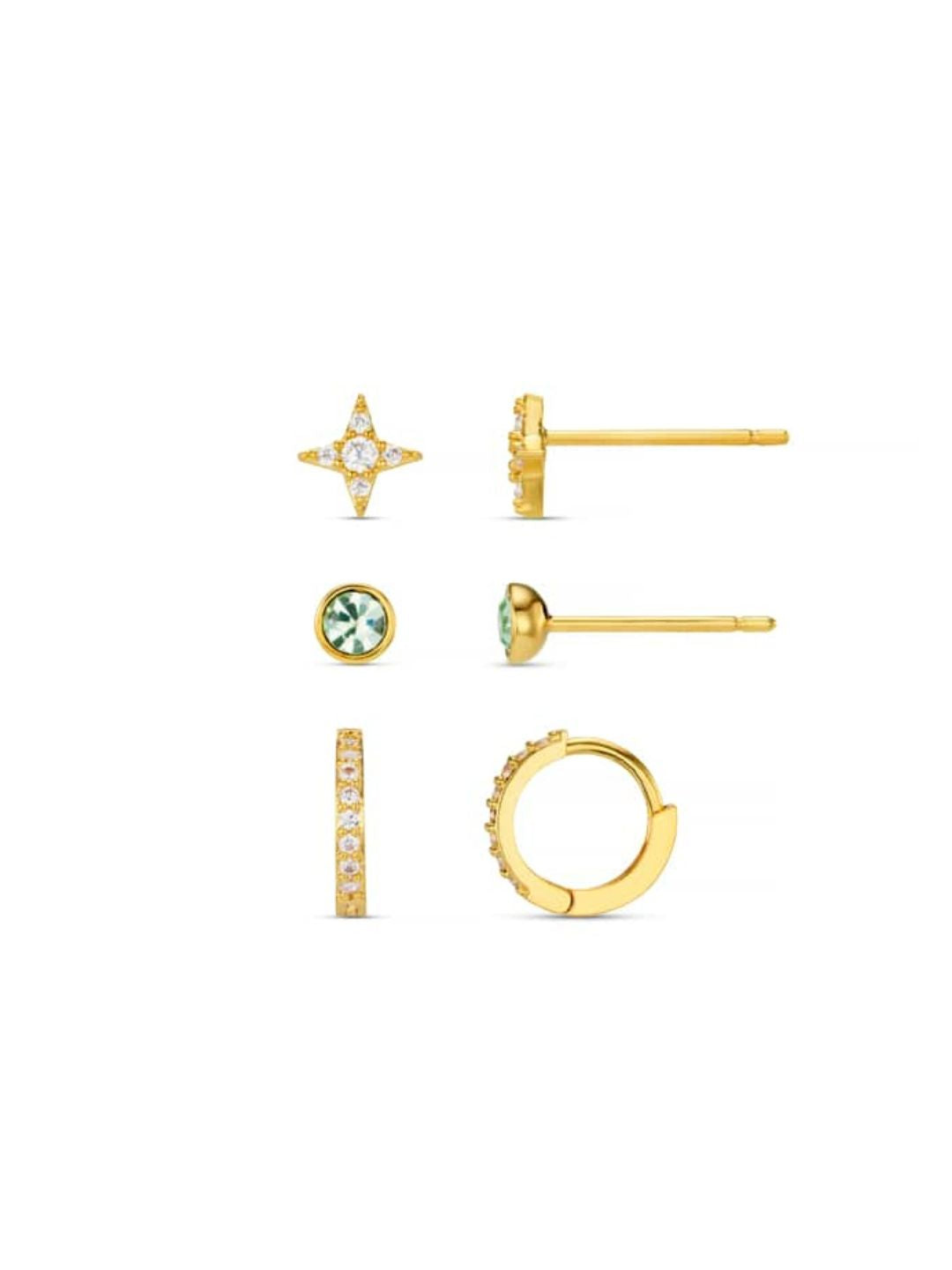 Mixed Pavé Stud & Hoop Ear Stacking Set