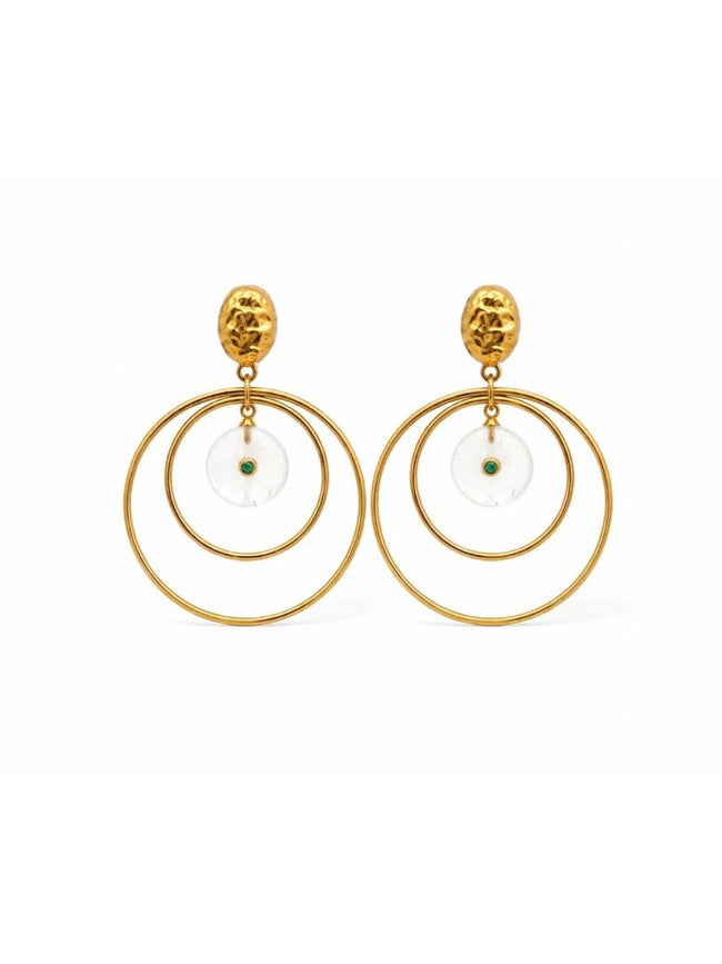 Onda White Jade Gold Statement Earrings