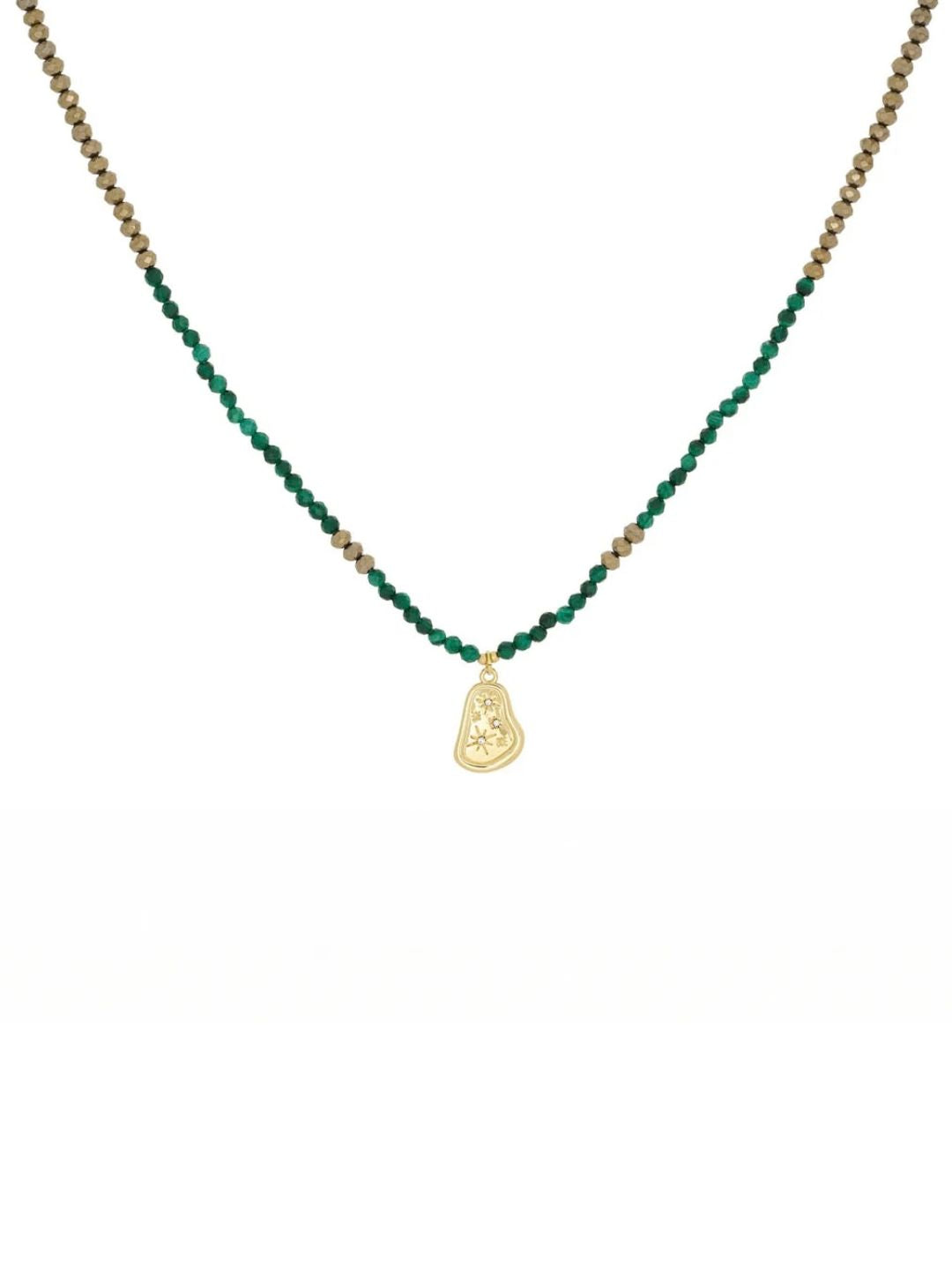 Umino Malachite Charm Gold Necklace