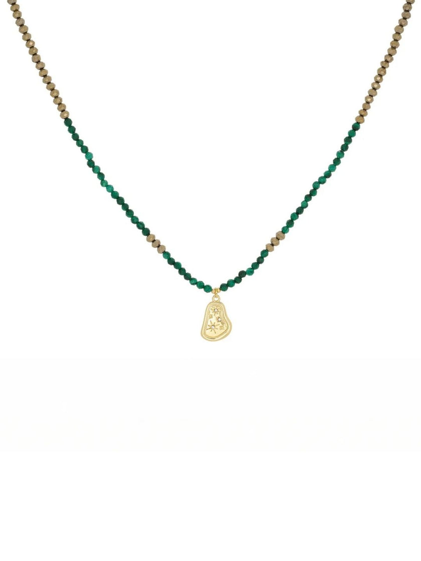 Umino Malachite Charm Gold Necklace