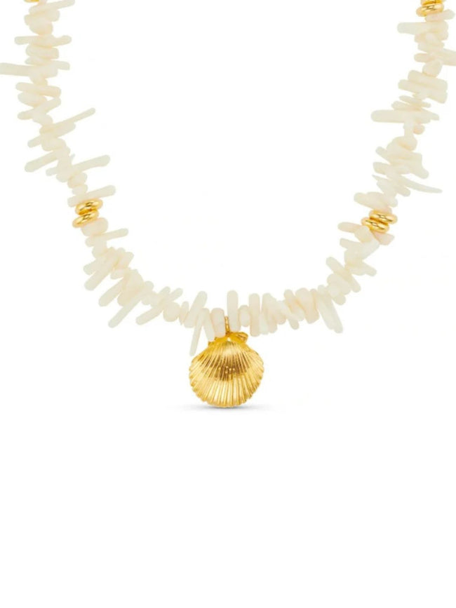 Cream Coral Chip & Shell Necklace Orelia