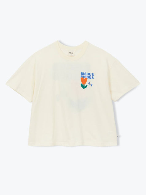 Women's T-shirt Bisous Bisous Ecru