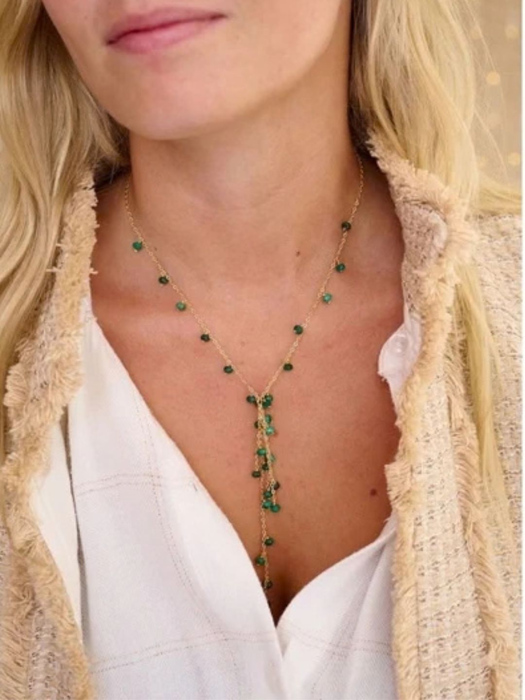 Ivy Malachite Lariat Gemstone Necklace