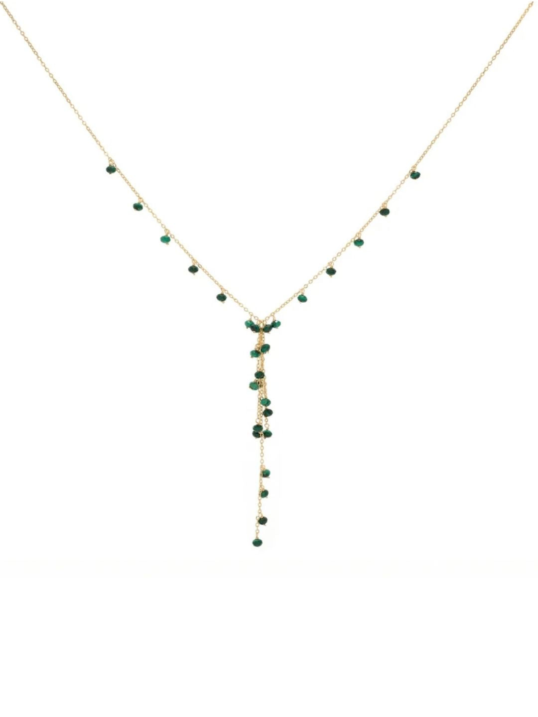 Ivy Malachite Lariat Gemstone Necklace