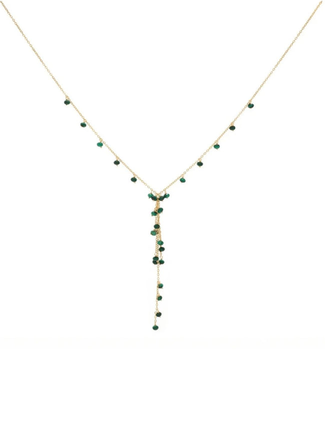 Ivy Malachite Lariat Gemstone Necklace