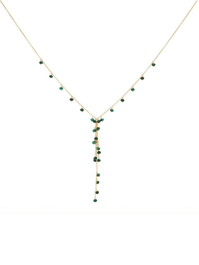 Ivy Malachite Lariat Gemstone Necklace