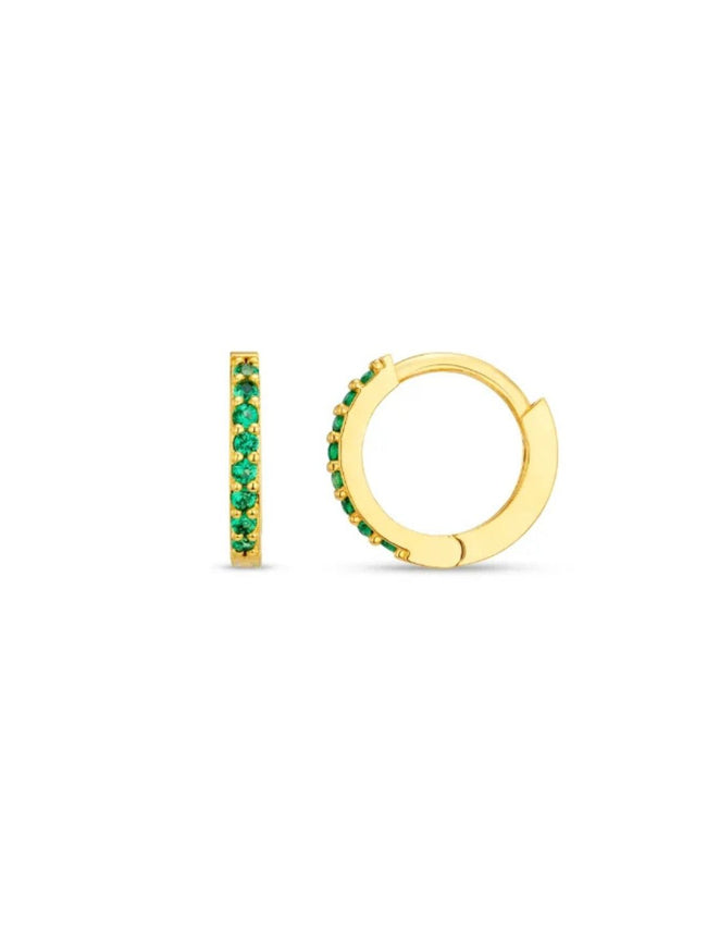 Emerald Mini Micro Pave Hoops