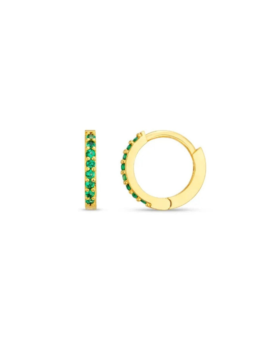 Emerald Mini Micro Pave Hoops