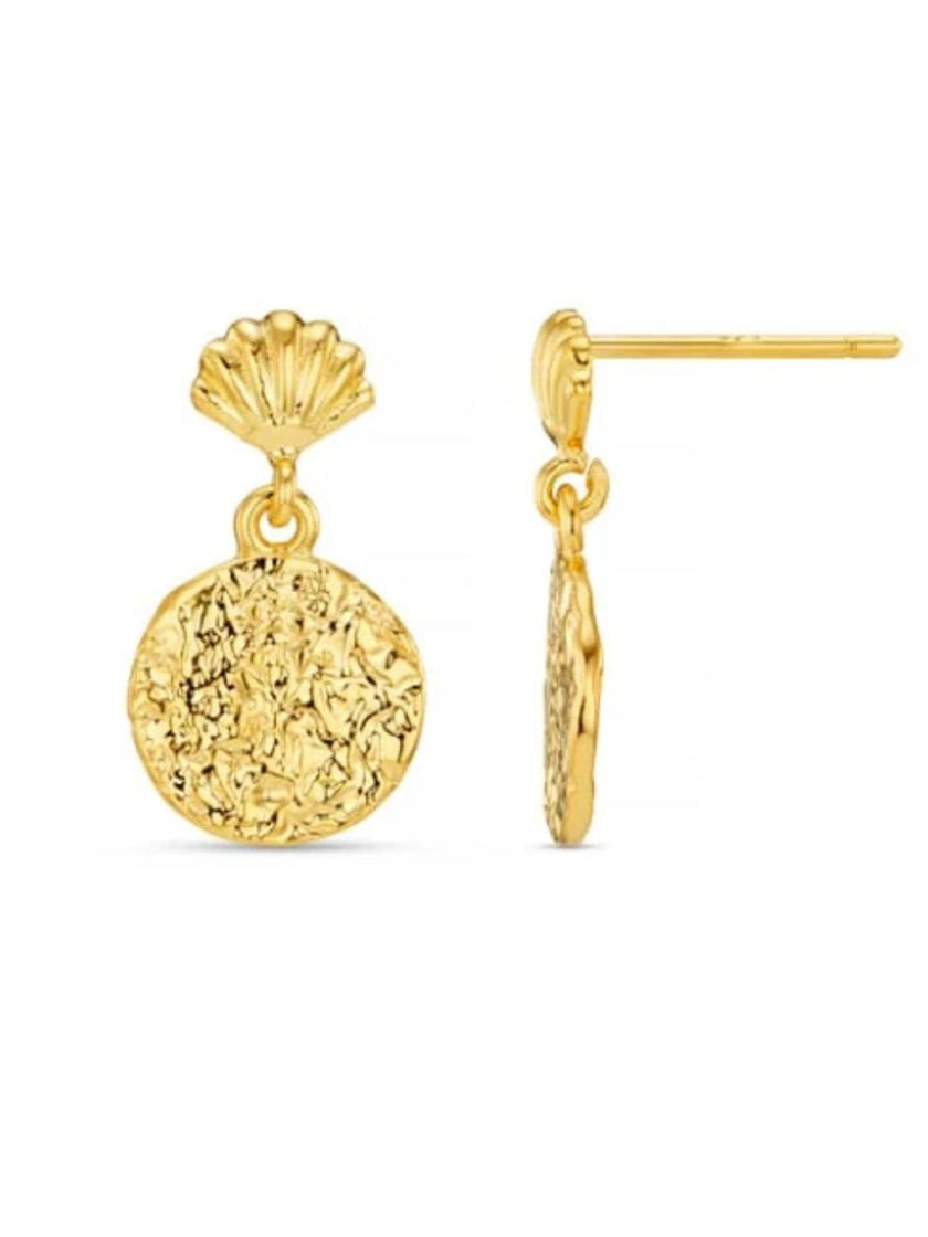 Mini Shell & Molten Coin Earrings