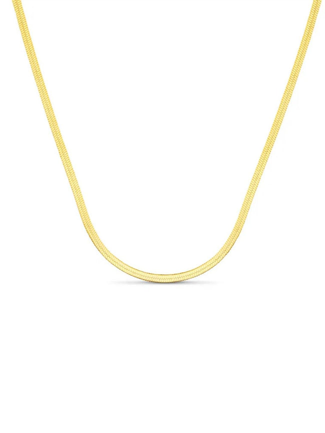 Flat Snake Chain Necklace - Gold