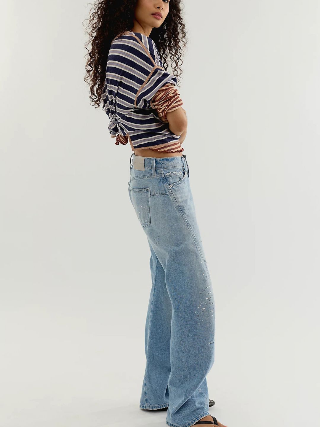 The Free Fable Low-Rise Twisted Bowed Jeans