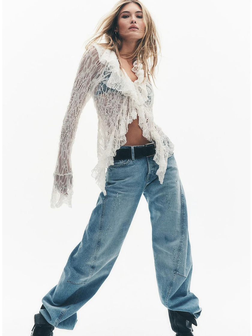 The Free Fable Low-Rise Twisted Bowed Jeans