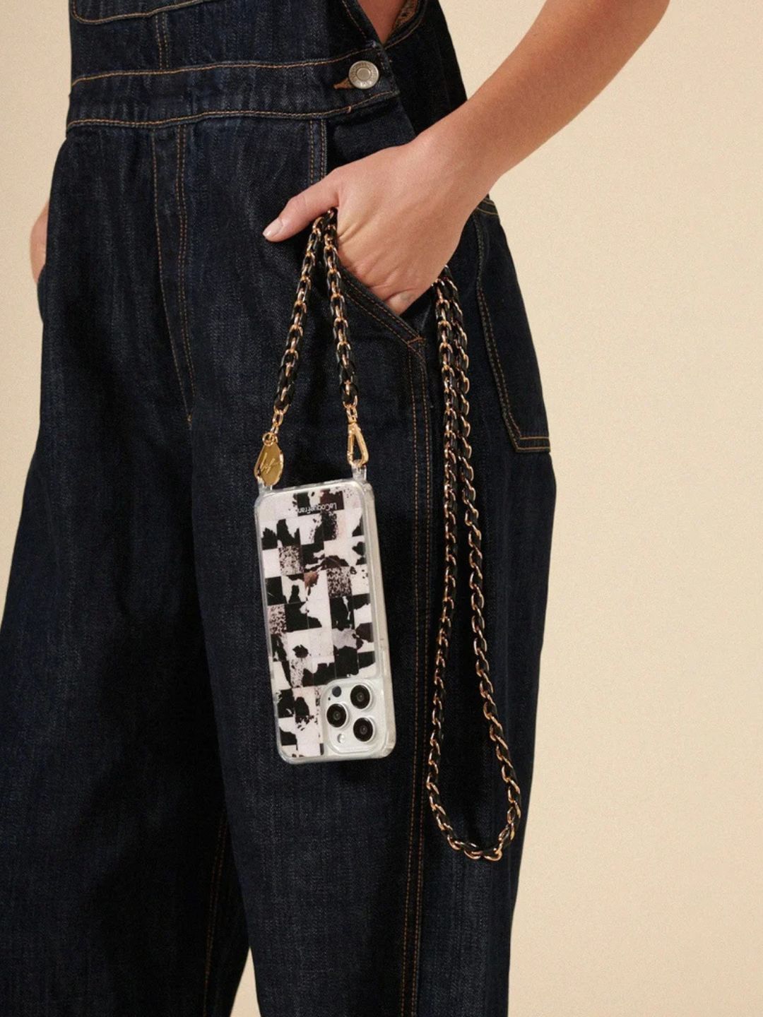 LOU PHONE CHAIN BLACK GOLD - 120CM