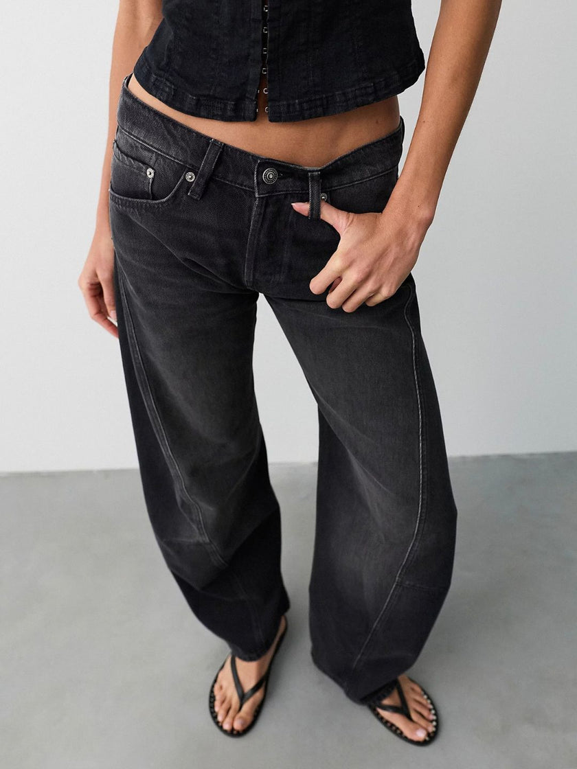 The Free Fable Low-Rise Twisted Bowed Jeans