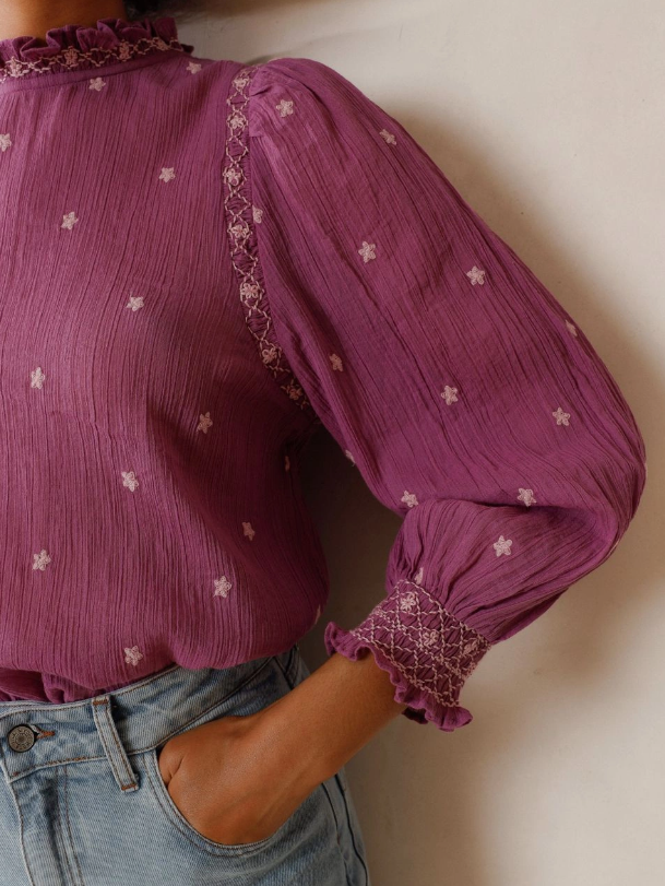 CREPE GAUZE BLOUSE - PURPLE