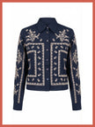 Sienna Embroidered Cropped Shirt In Dark Navy